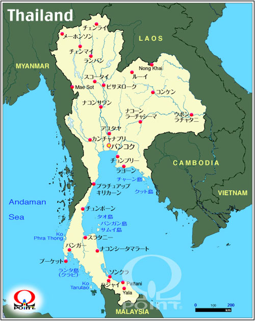 �^�C�n�}���{��@Map of Thailand