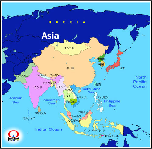 �A�W�A�n�}���{��@Map of Asia
