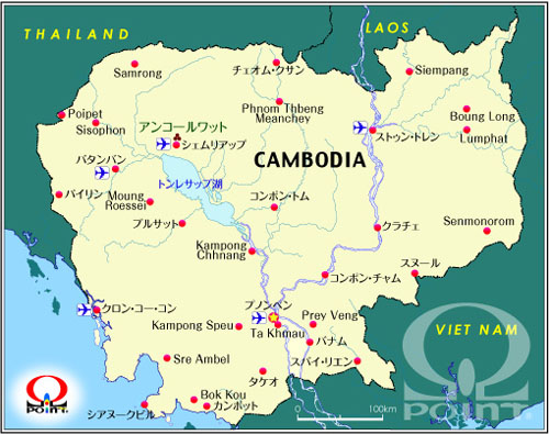 カンボジア地図日本語 CAMBODIA MAP2
