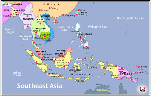 ����A�W�A�n�}�@Map of Southeast Asia