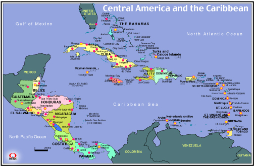 ���āE�J���u�C�n�} Map of Caribbean