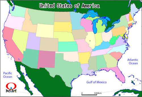 �A�����J���O�����n�} Map of USA