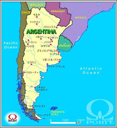 アルゼンチン地図日本語 Map of Argentina