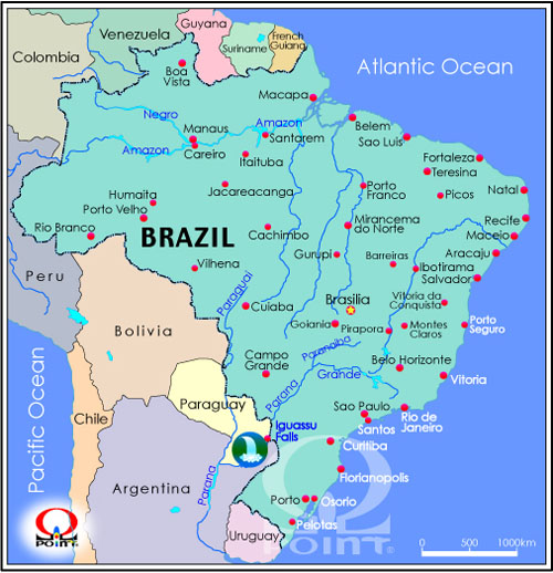ブラジル地図英語 Map of Brazil